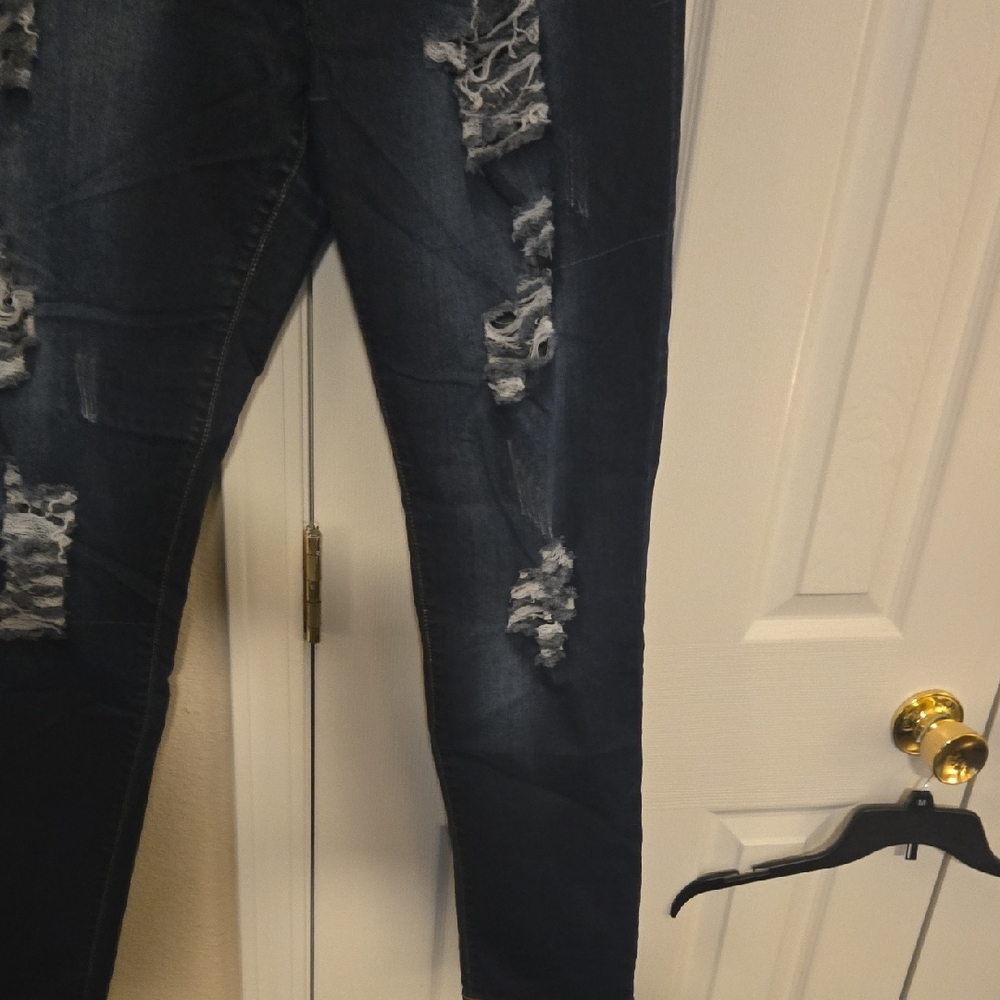 VIP Midnight Blue Ripped Skinny Jeans - Picture 4 of 5